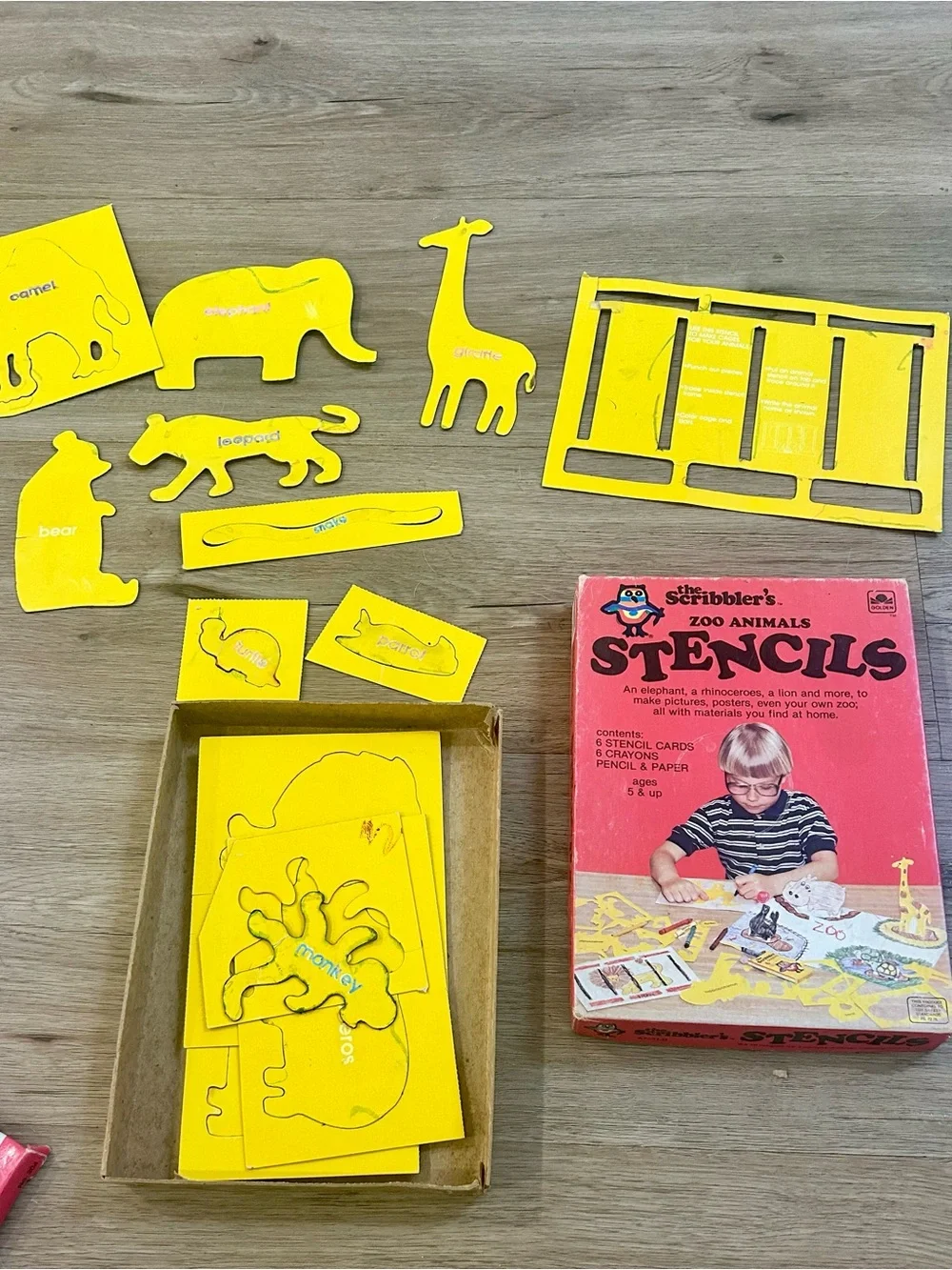 Vintage Stencil Lot Highlights for Children 1985 Golden Books Zoo Animals